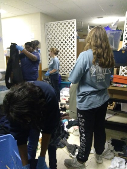 9th Grade- Volunteering for Key Club: Clothes Closet Cleanup